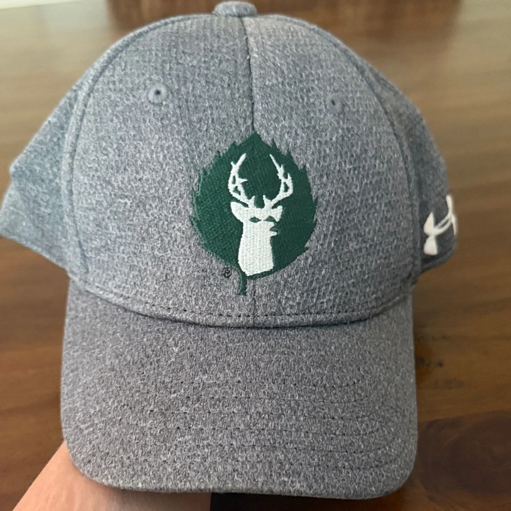 Deer Valley Under Armour Kids Heather Gray Cap with Green Deer Emblem